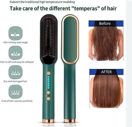 Hair Straightener Brush Curling Comb 2 In 1 Hair Hot Comb Anti-Scald Hair Straightener Brush For Girls Electric Heated Hair Styler Tool, Travel, Professional Salon at Home